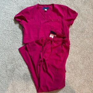 Koi Sapphire | Womens Scrub Set | Size S - long | Hot Pink